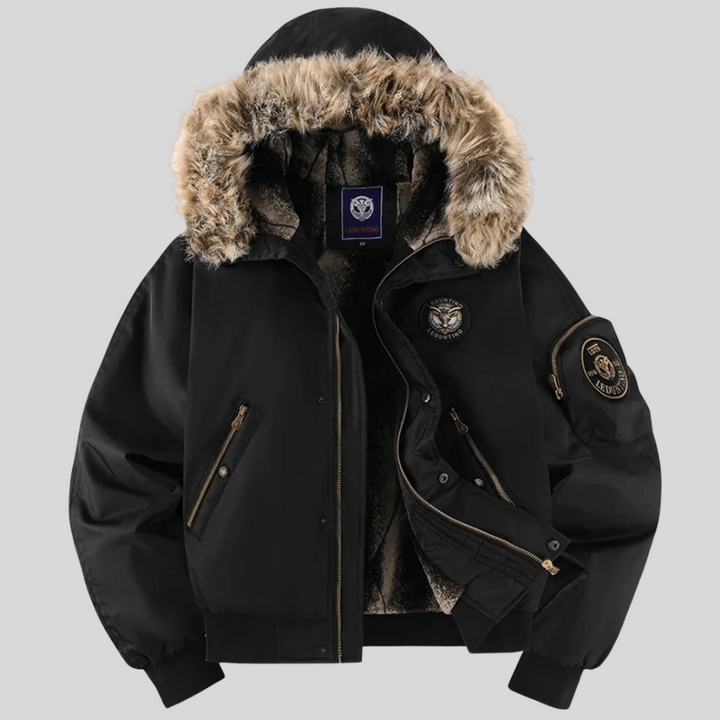 Womens Padded Bomber Jacket Faux Fur Hooded Style