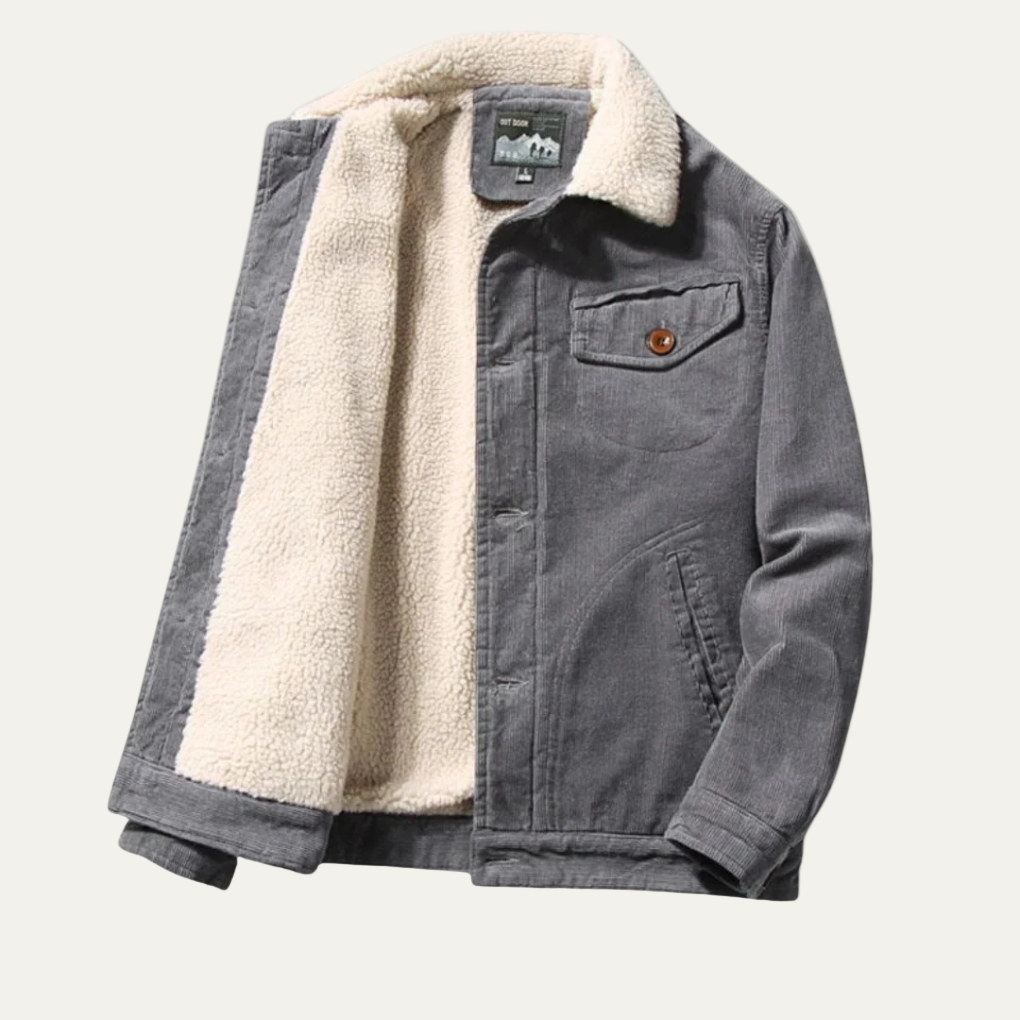 Mens Corduroy Trucker Jacket Full Sherpa Lining - BritishMode
