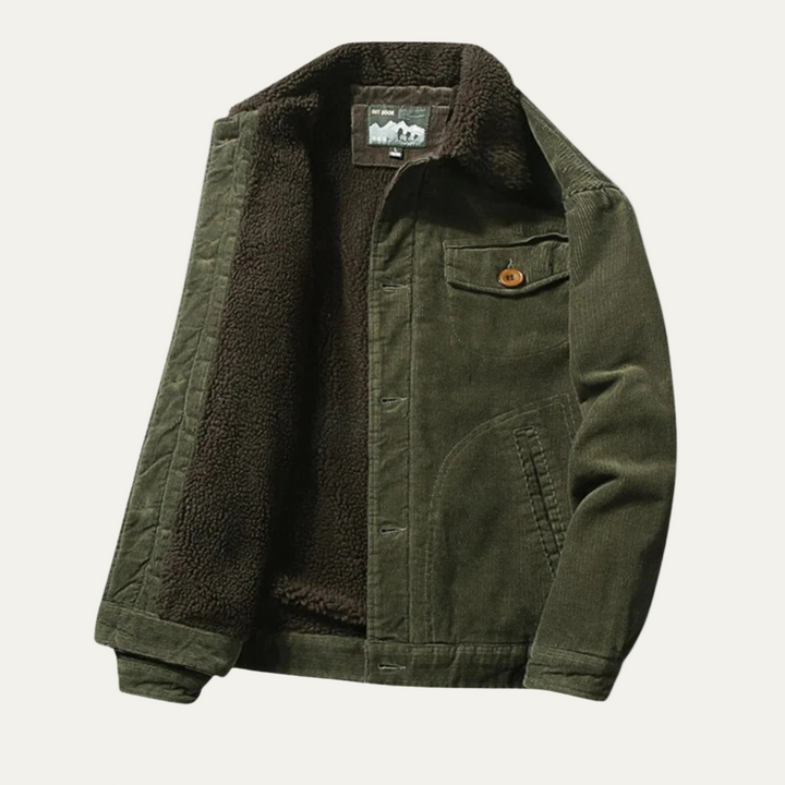Mens Corduroy Trucker Jacket Full Sherpa Lining