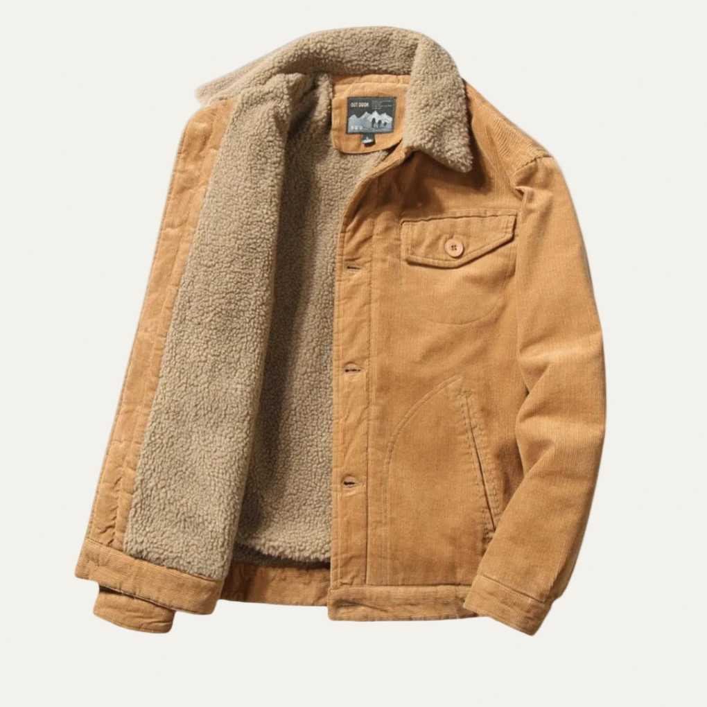 Mens Corduroy Trucker Jacket Full Sherpa Lining