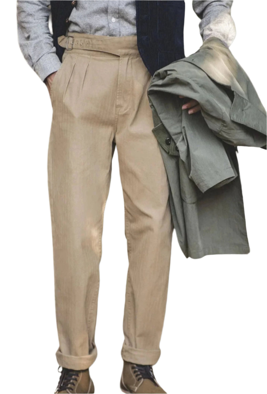Mens Cotton Pants Vintage Style Relaxed Fit