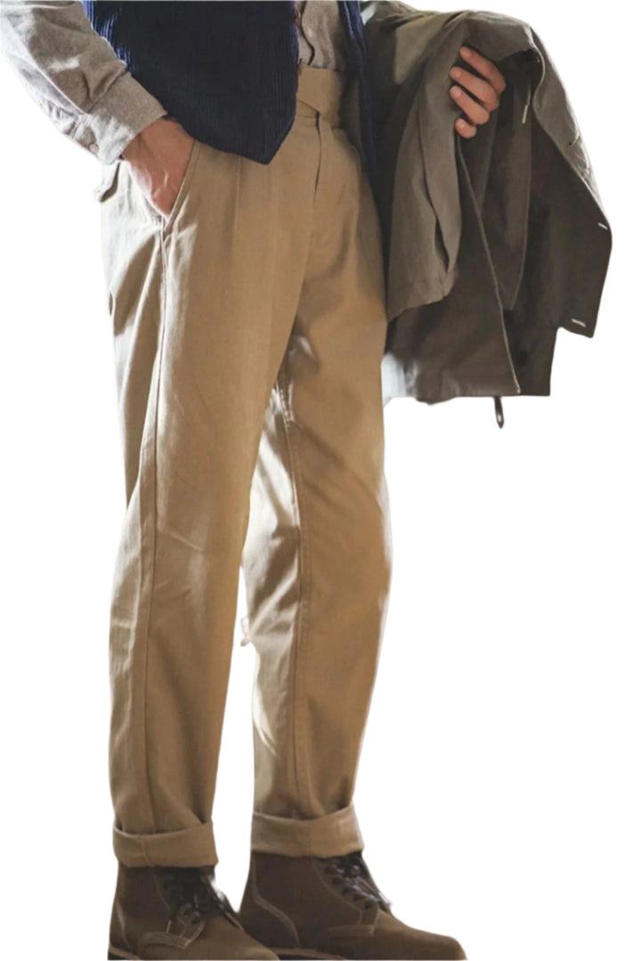 Mens Cotton Pants Vintage Style Relaxed Fit