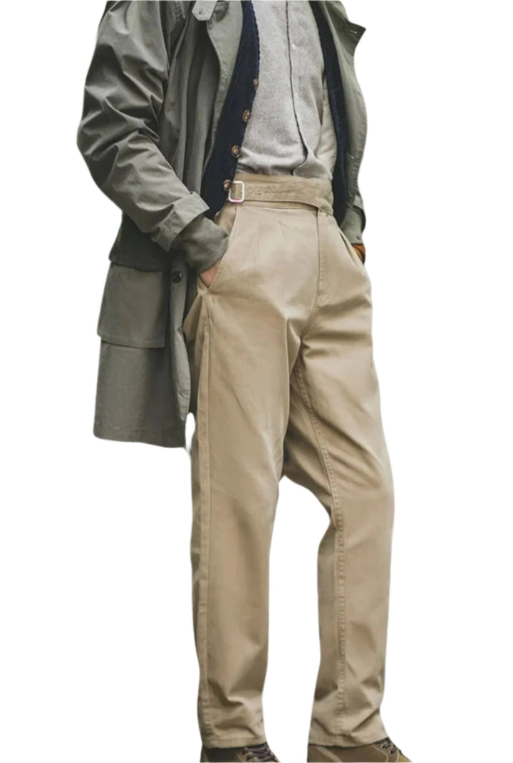Mens Cotton Pants Vintage Style Relaxed Fit