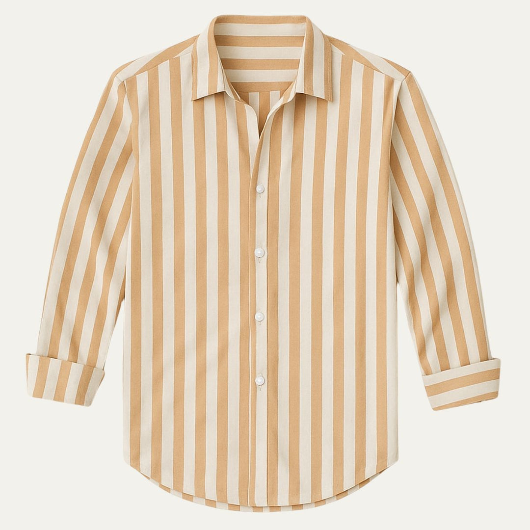 Mens Linen Shirt Relaxed Fit Striped - BritishMode