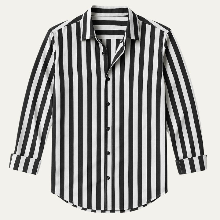 Mens Linen Shirt Relaxed Fit Striped