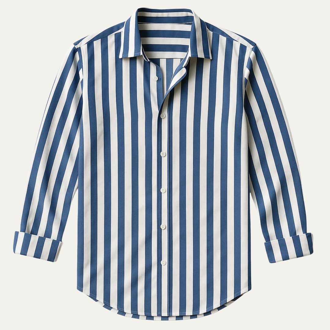Mens Linen Shirt Relaxed Fit Striped