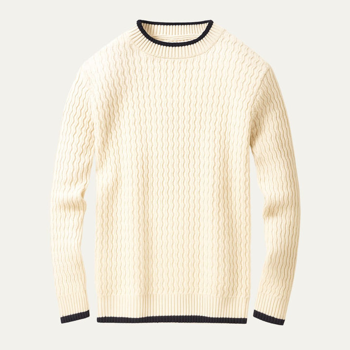 Mens Knit Sweater Textured Vertical Pattern Regular Fit
