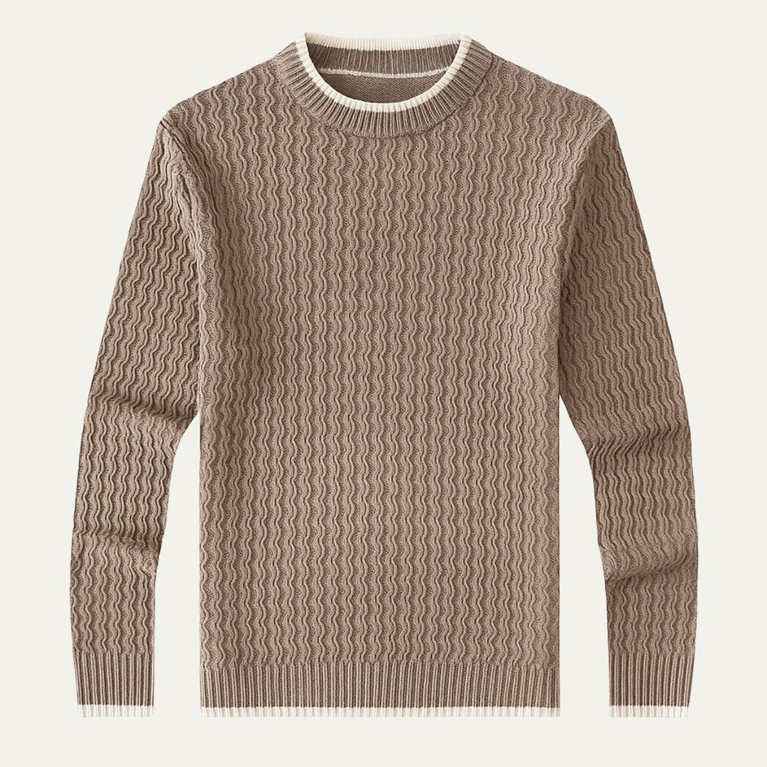 Mens Knit Sweater Textured Vertical Pattern Regular Fit