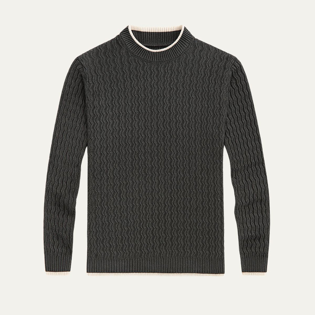 Mens Knit Sweater Textured Vertical Pattern Regular Fit