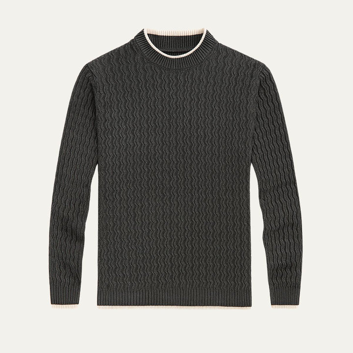 Mens Knit Sweater Textured Vertical Pattern Regular Fit