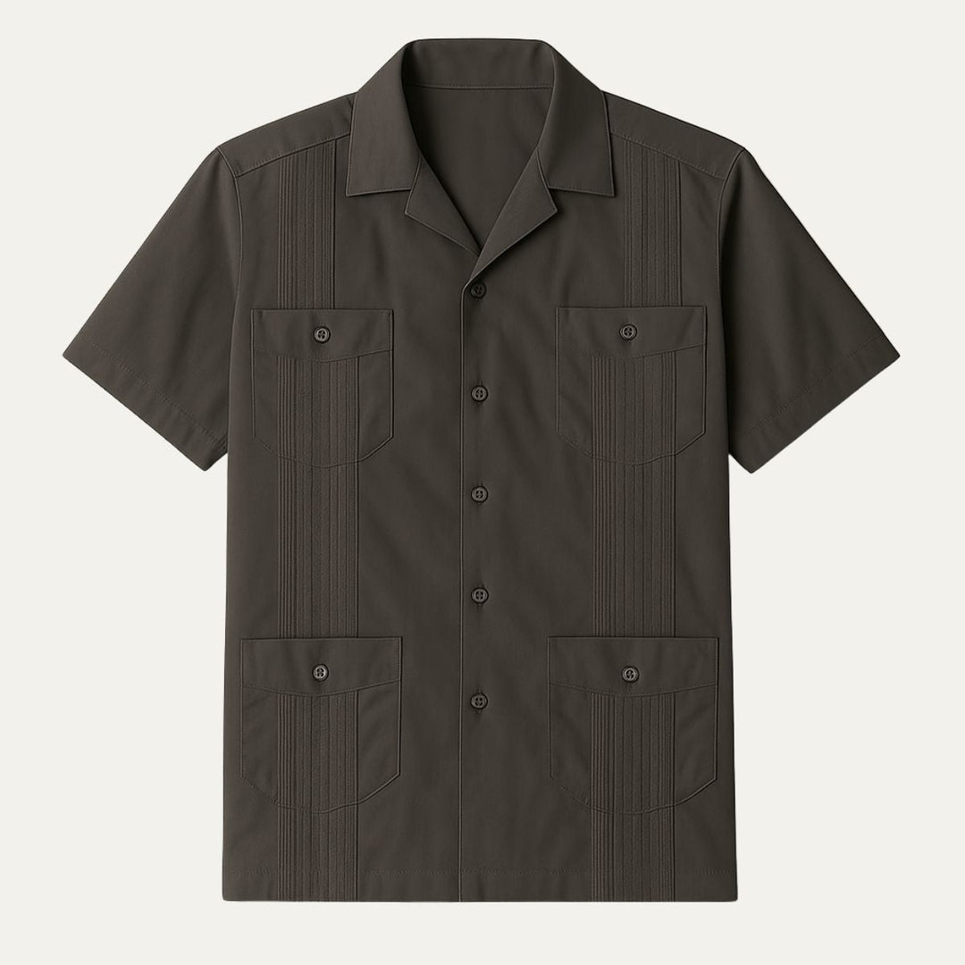 Mens Linen Cuban Collar Shirt Relaxed Fit