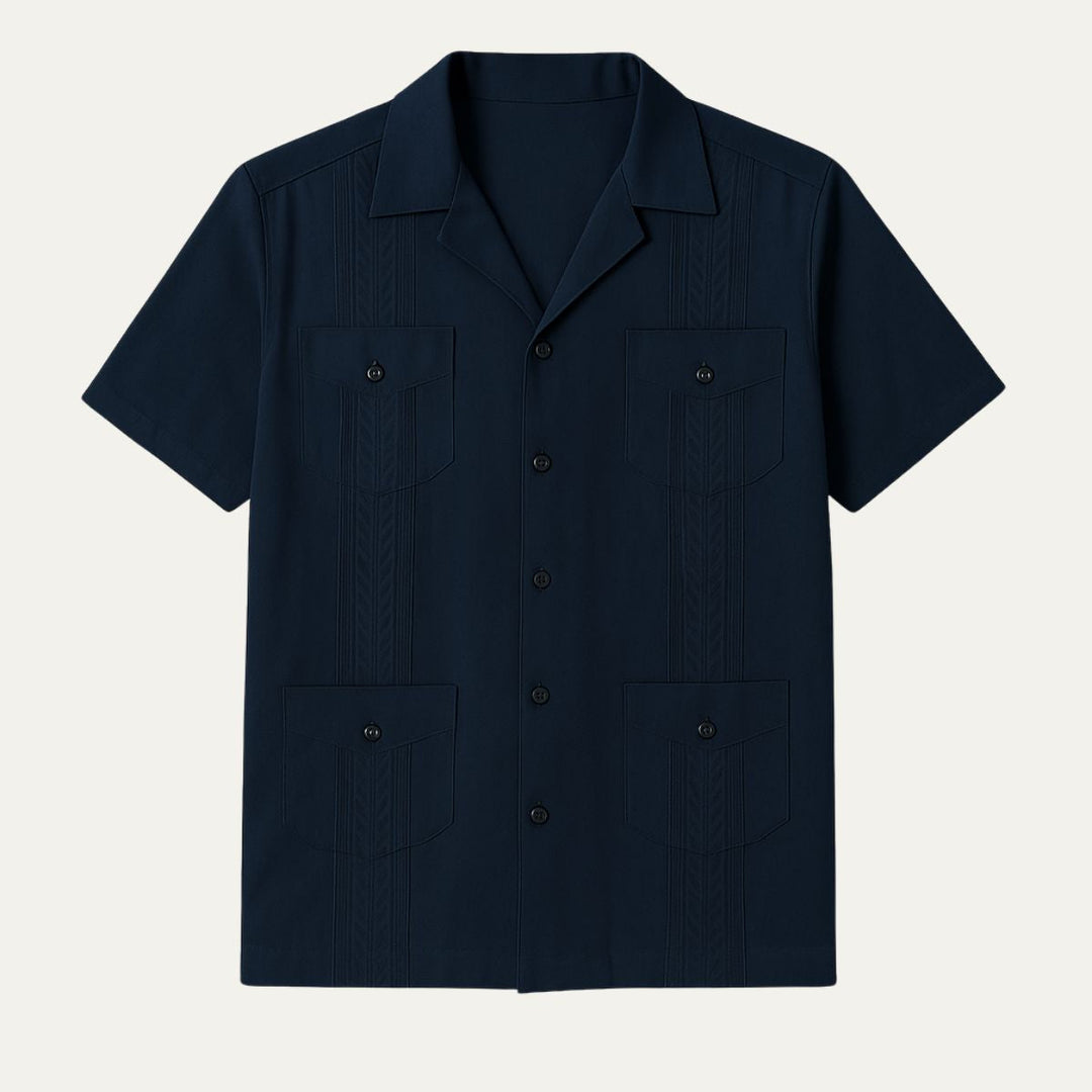 Mens Linen Cuban Collar Shirt Relaxed Fit
