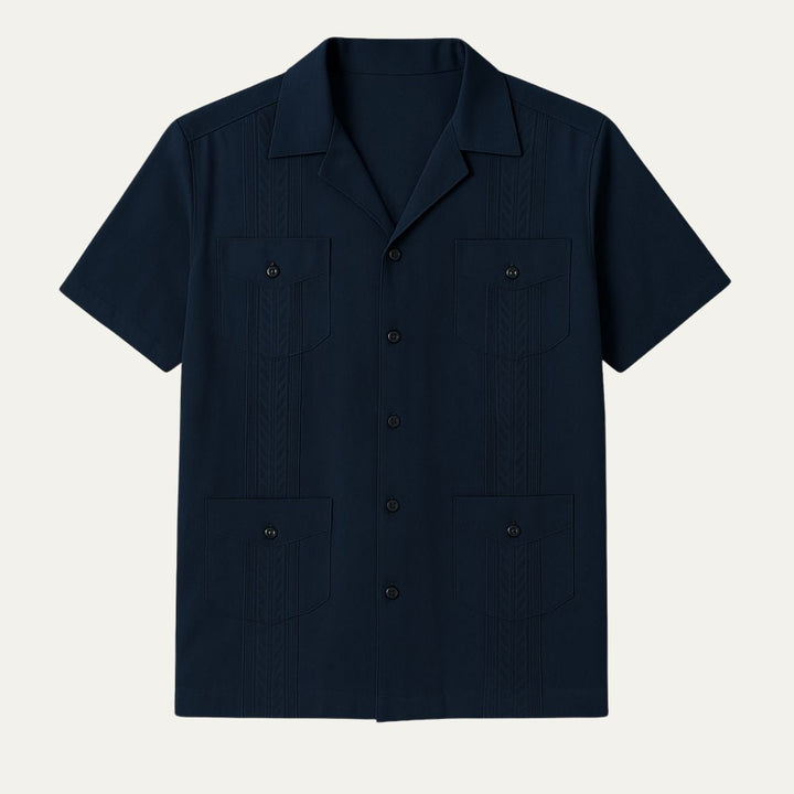 Mens Linen Cuban Collar Shirt Relaxed Fit