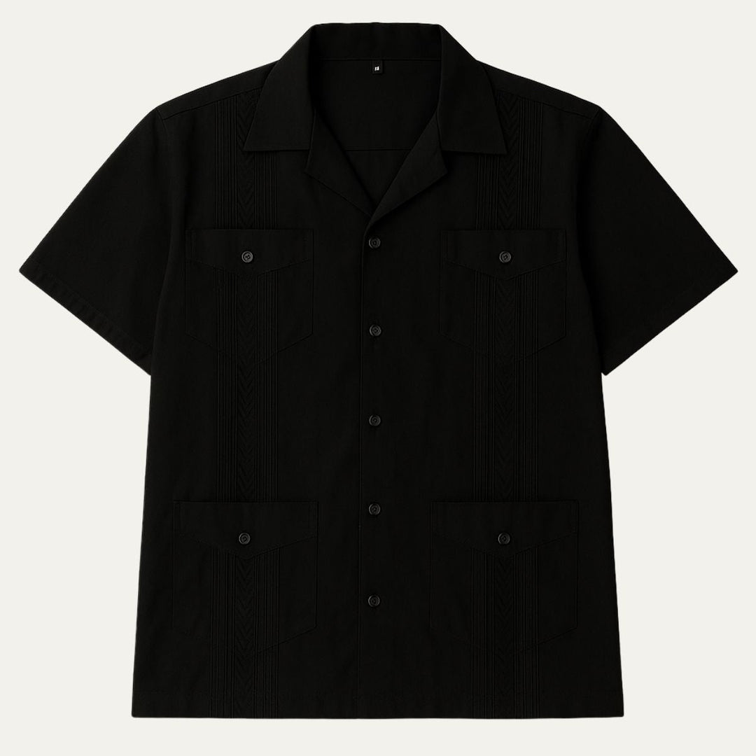 Mens Linen Cuban Collar Shirt Relaxed Fit