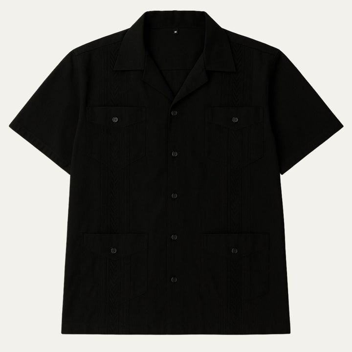 Mens Linen Cuban Collar Shirt Relaxed Fit