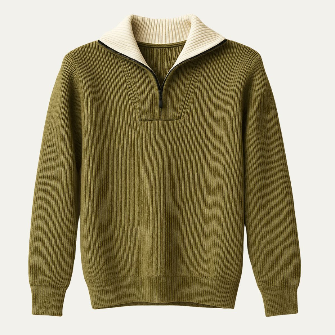 Mens Quarter Zip Jumper Knit Relaxed Fit - BritishMode