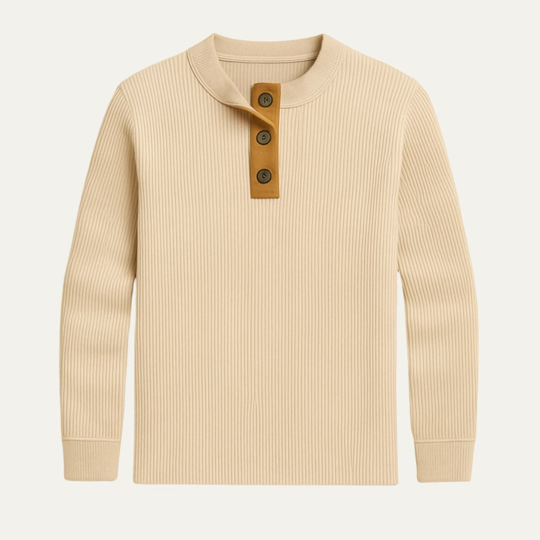Mens Thermal Henley Shirt Ribbed Fit