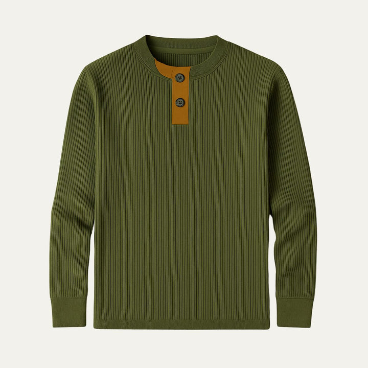 Mens Thermal Henley Shirt Ribbed Fit
