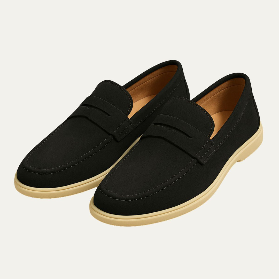 Mens Suede Penny Loafers Slip-On Classic Comfort