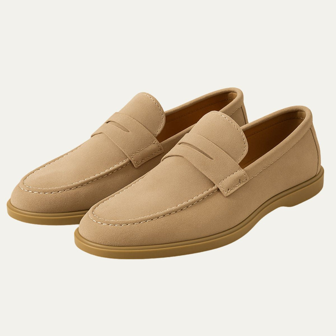 Mens Suede Penny Loafers Slip-On Classic Comfort - BritishMode