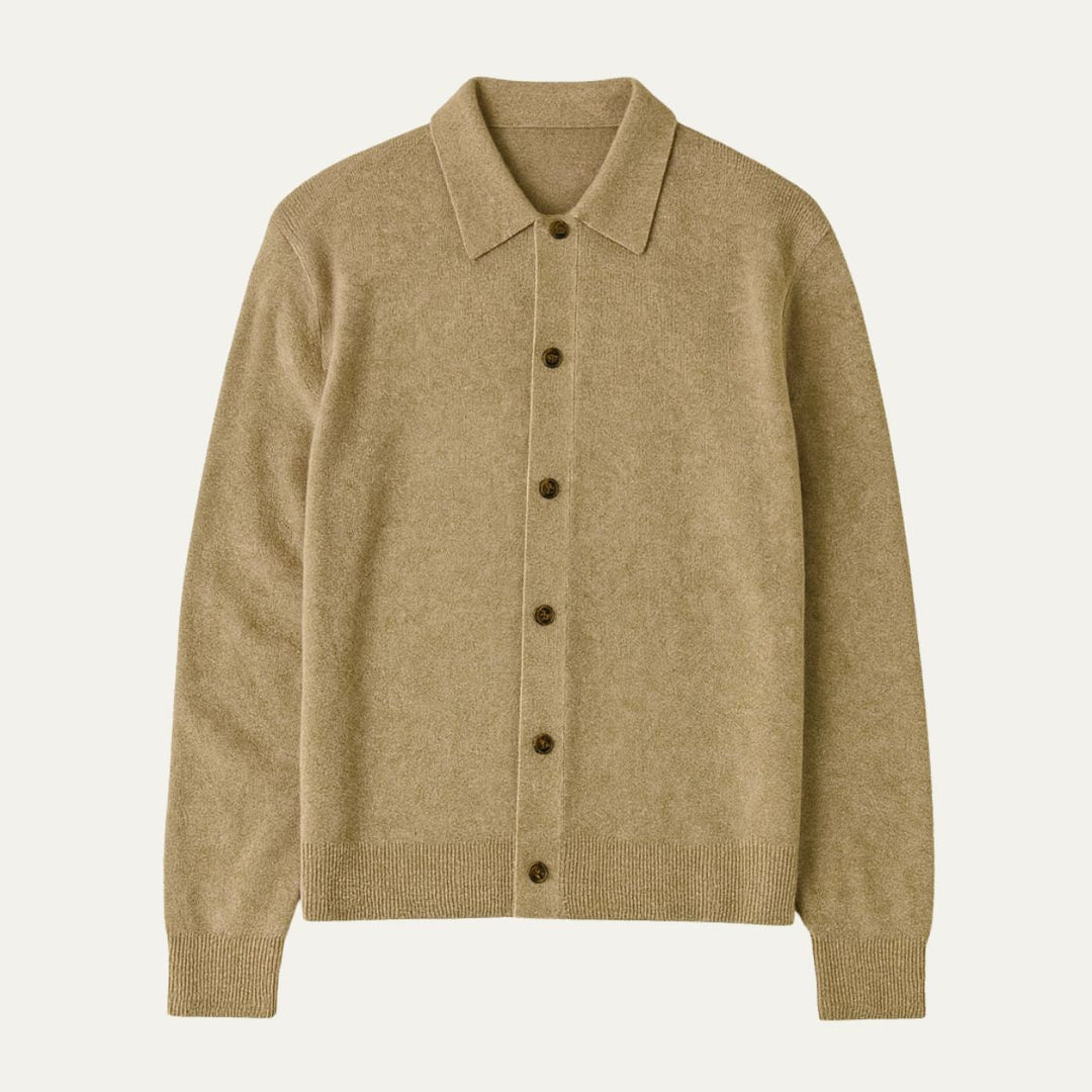 Mens Knitted Cardigan with Lapel Collar and Front Buttons Elegant Fit - BritishMode