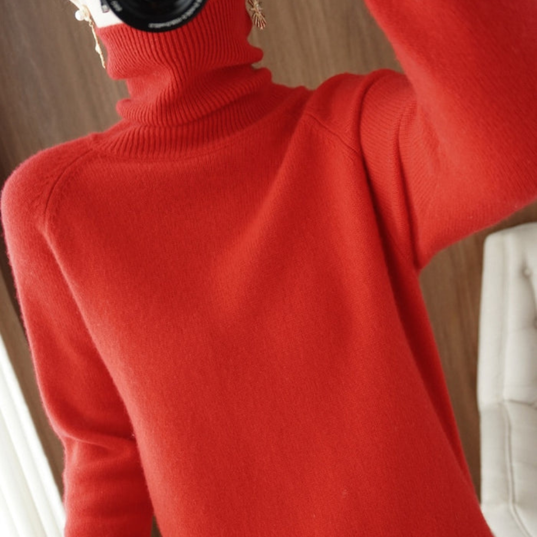 Womens Long Sleeve Sweater with Turtleneck Elegant Fit
