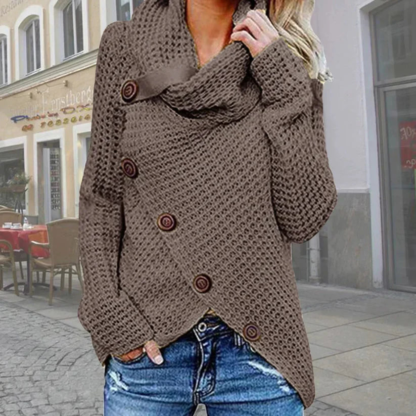 Womens Turtleneck Top Asymmetrical Modern Fit