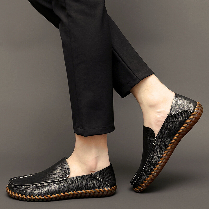 Mens Leather Loafers Handmade Slip-On Cushioned Comfort