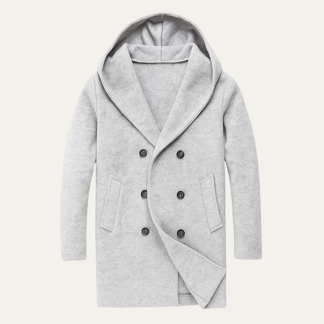 Mens Trench Coat Double Breasted Hooded Outerwear - BritishMode