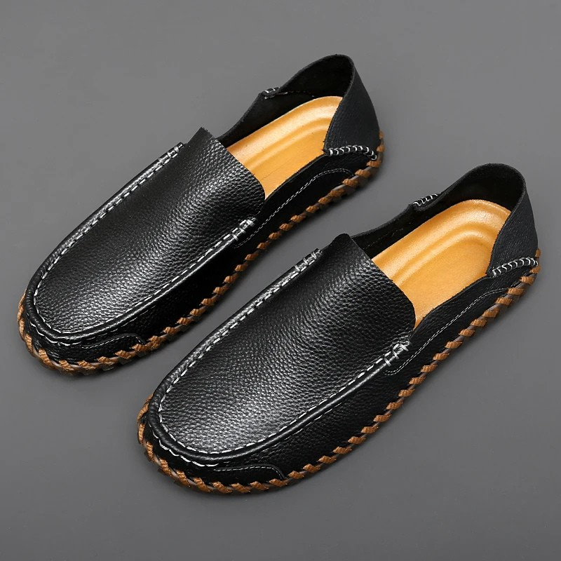Mens Leather Loafers Handmade Slip-On Cushioned Comfort