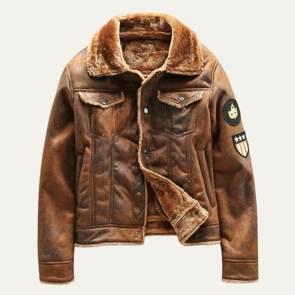 Mens Suede Trucker Jacket with Shearling Lining