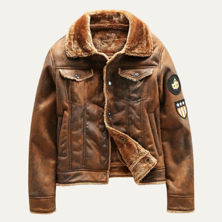 Mens Suede Trucker Jacket with Shearling Lining