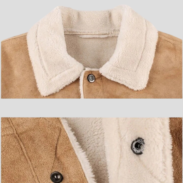 Mens Suede Trucker Jacket with Shearling Lining
