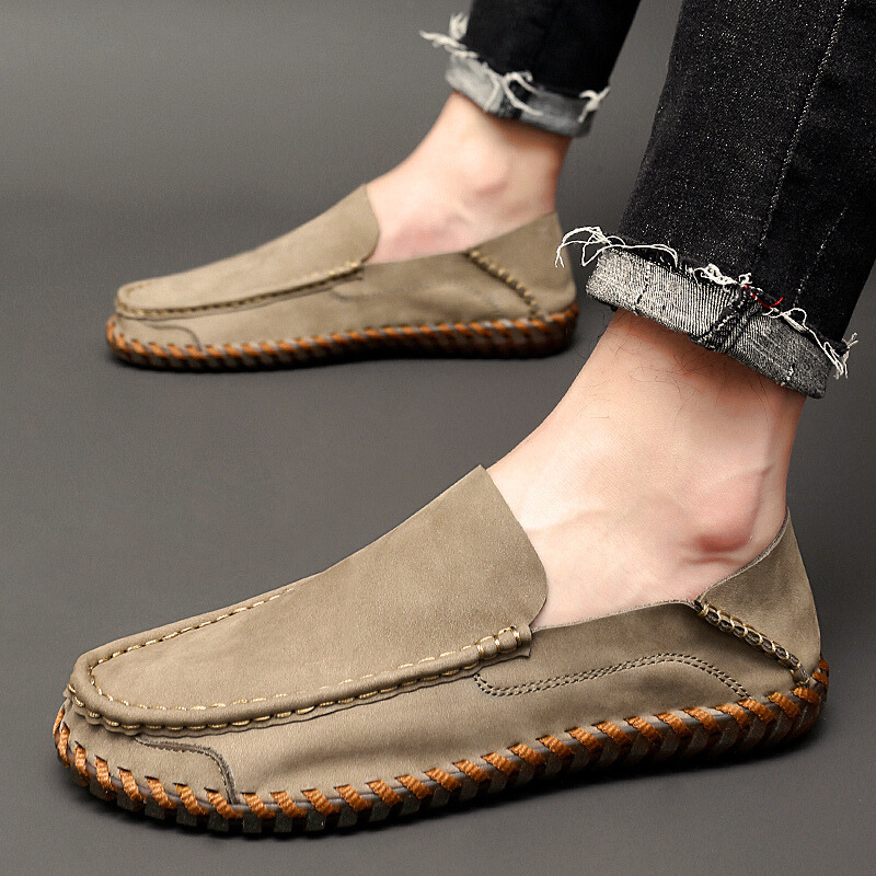 Mens Leather Loafers Handmade Slip-On Cushioned Comfort