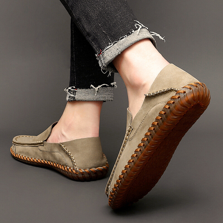 Mens Leather Loafers Handmade Slip-On Cushioned Comfort