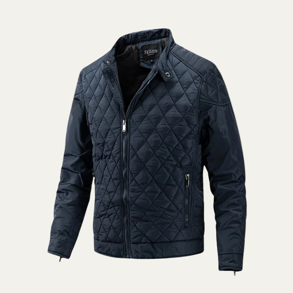 Mens Quilted Insulated Jacket with Stand Collar