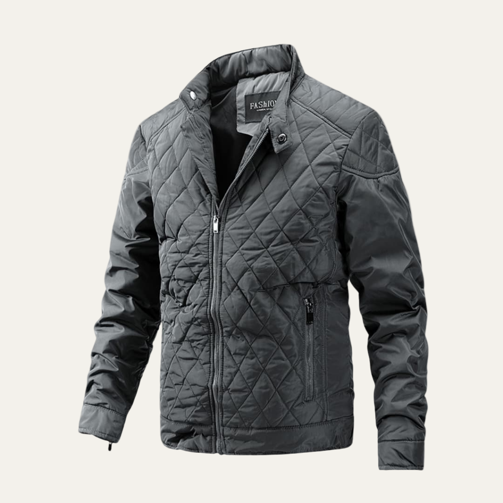 Mens Quilted Insulated Jacket with Stand Collar
