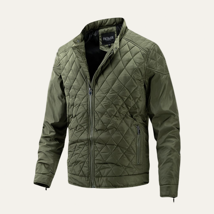 Mens Quilted Insulated Jacket with Stand Collar