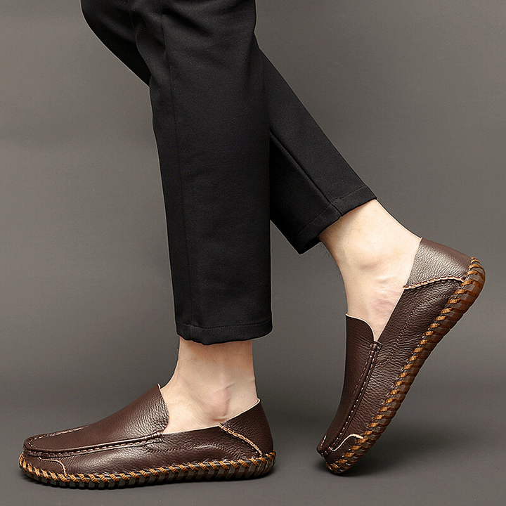 Mens Leather Loafers Handmade Slip-On Cushioned Comfort - BritishMode