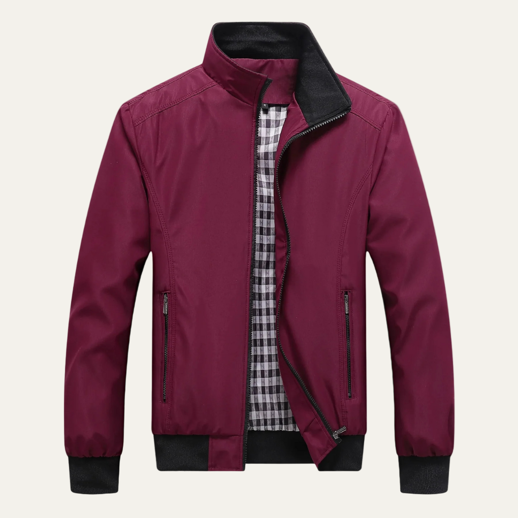 Mens Zip Jacket Wind-Resistant Stand Collar