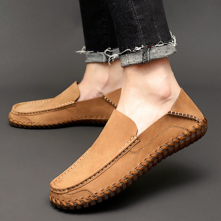 Mens Leather Loafers Handmade Slip-On Cushioned Comfort
