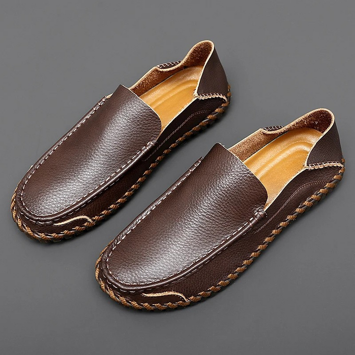 Mens Leather Loafers Handmade Slip-On Cushioned Comfort