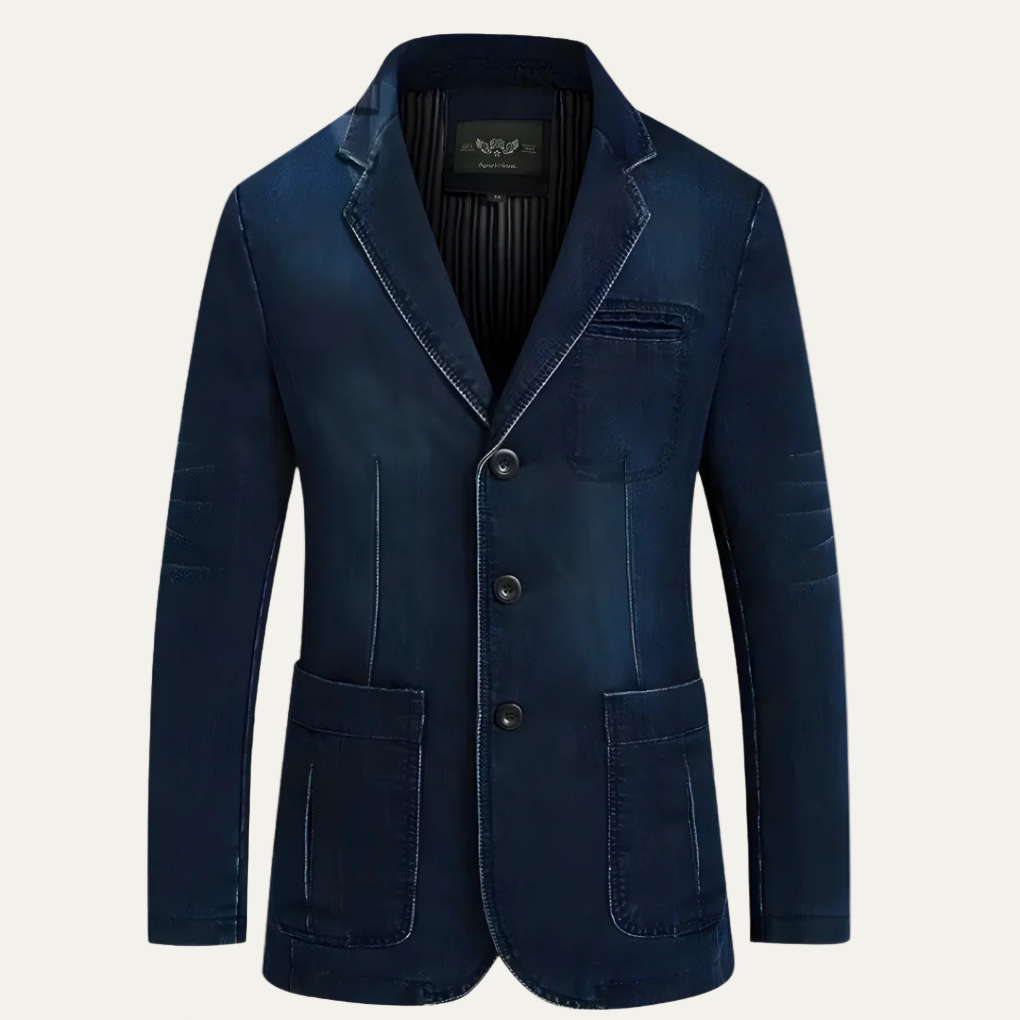 Mens Denim Blazer Jacket Oversized Relaxed Fit - BritishMode