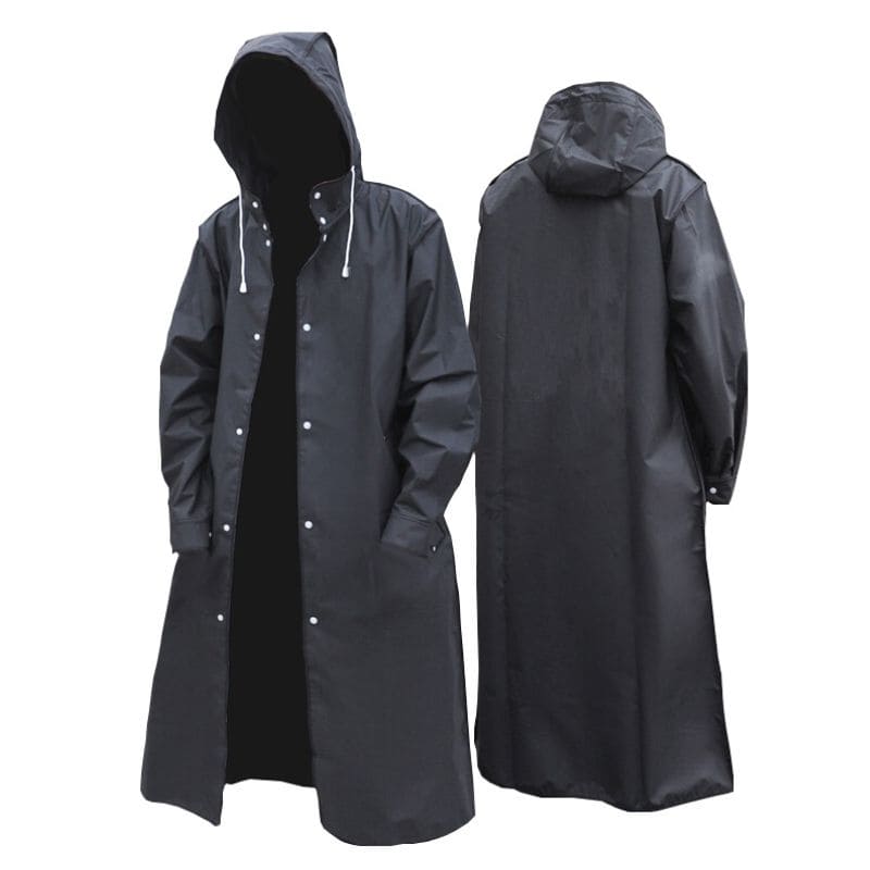 Mens Long Raincoat Waterproof Hooded