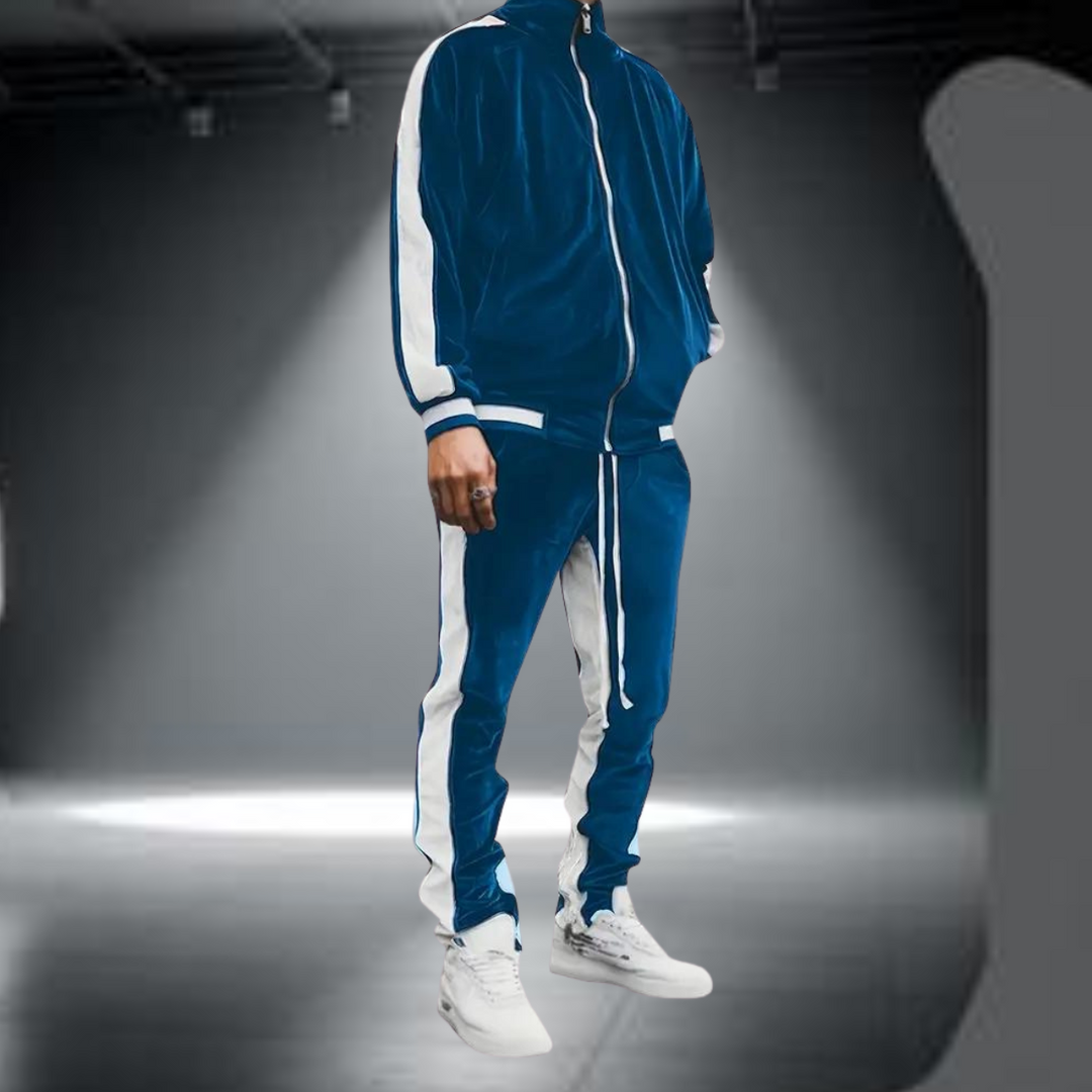 Mens Tracksuit Set Soft Zip-Up Jacket and Pants - BritishMode