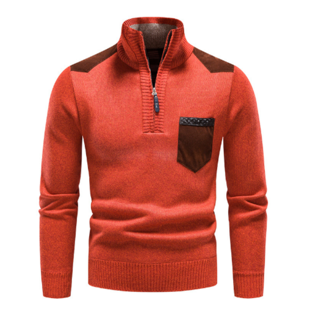 Mens Quarter Zip Sweater Stand Collar Knit