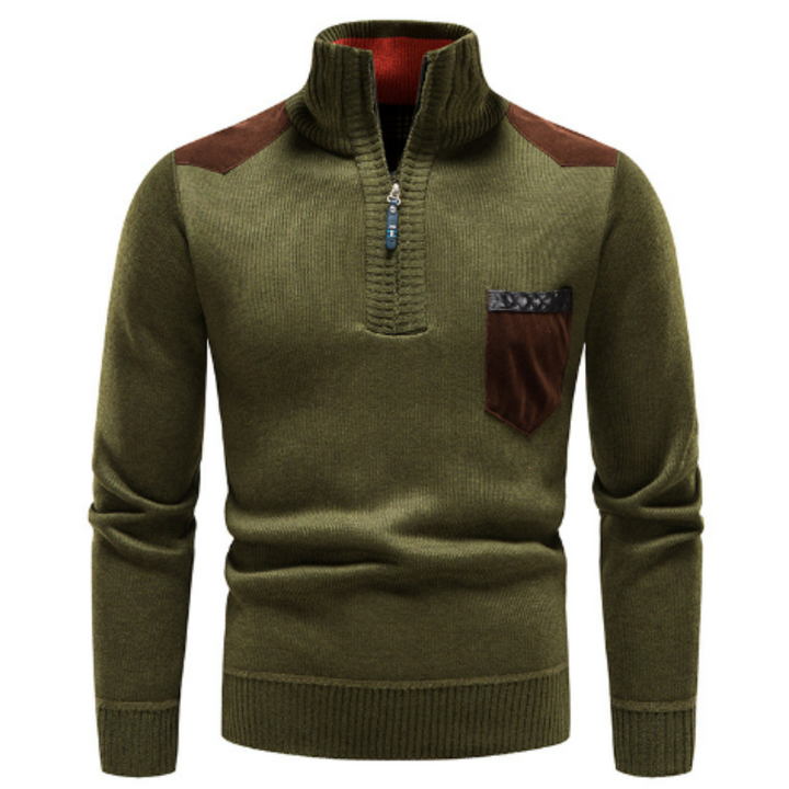 Mens Quarter Zip Sweater Stand Collar Knit