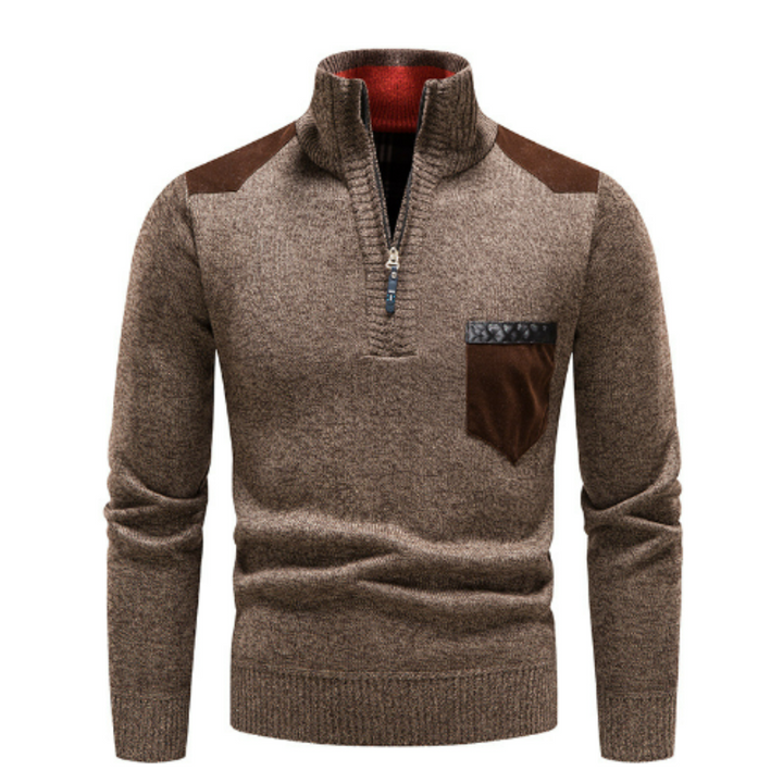 Mens Quarter Zip Sweater Stand Collar Knit