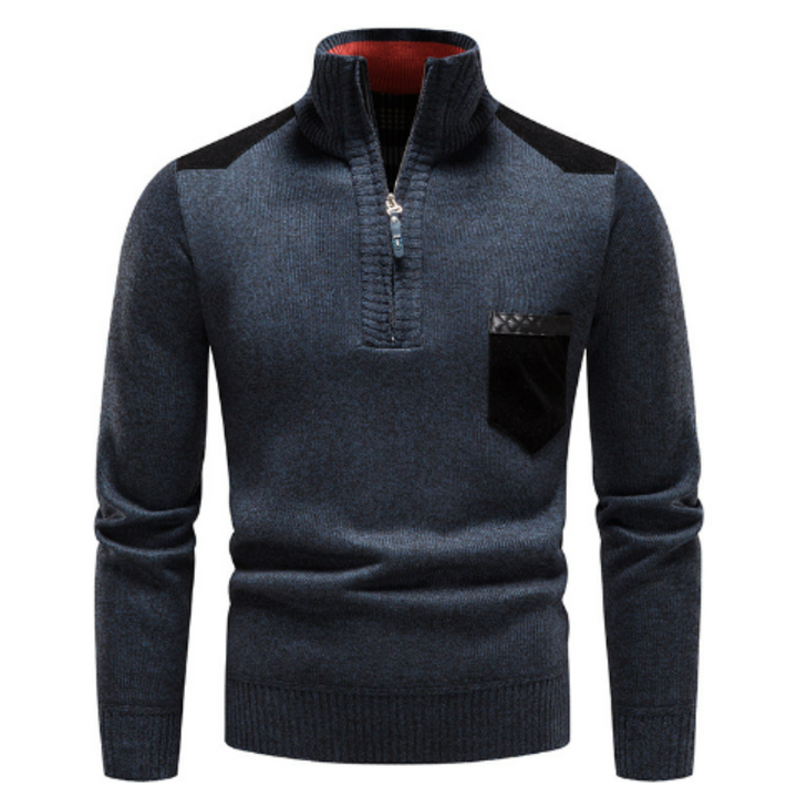 Mens Quarter Zip Sweater Stand Collar Knit