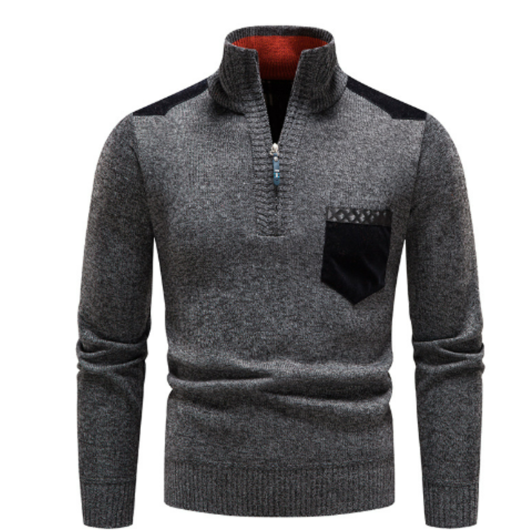 Mens Quarter Zip Sweater Stand Collar Knit